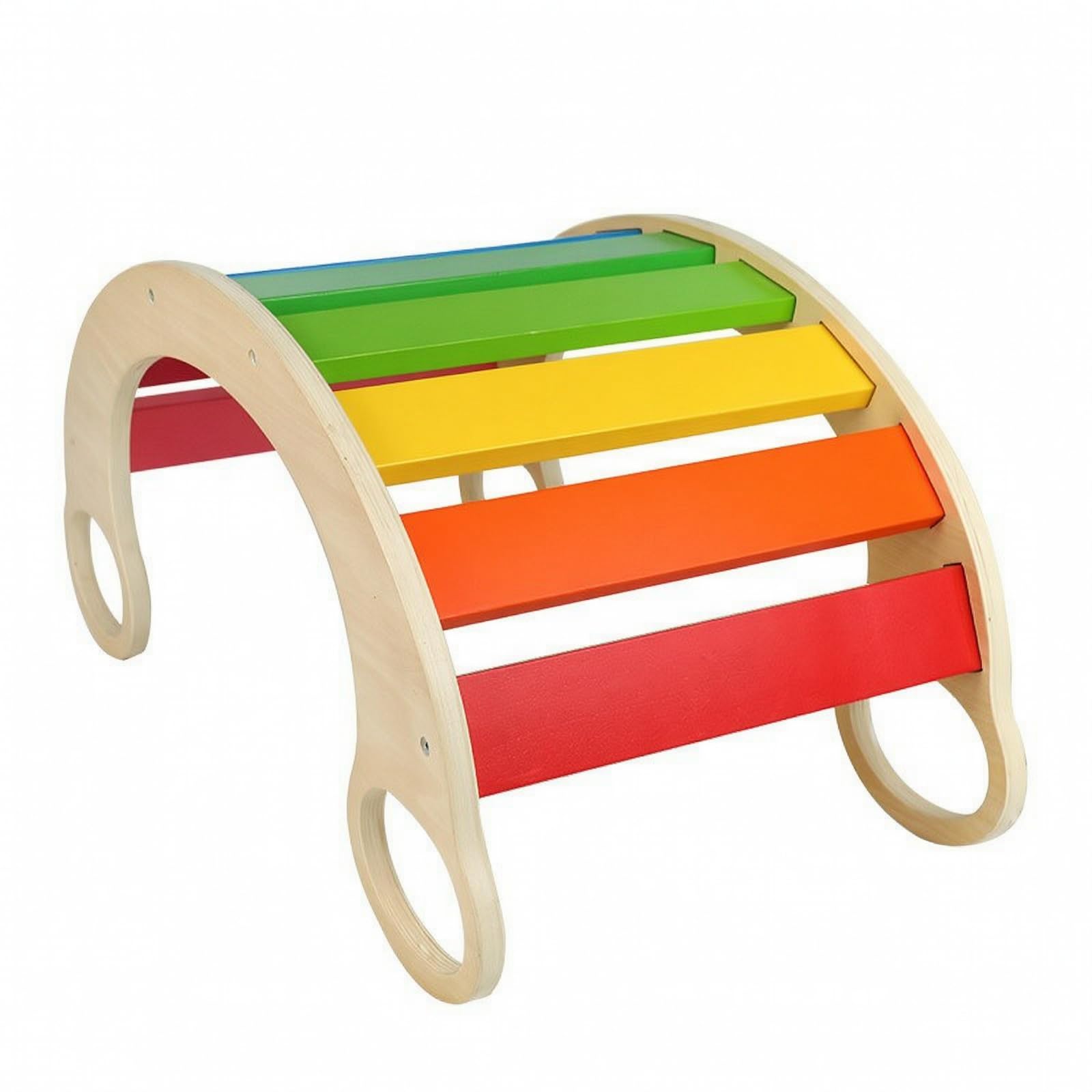 Children Balance Tavola Equilibrio Arco Arrampicata Dondolo Bambini Legno con Superficie a Doghe Facilita Presa E Scalata Sviluppo Motricità