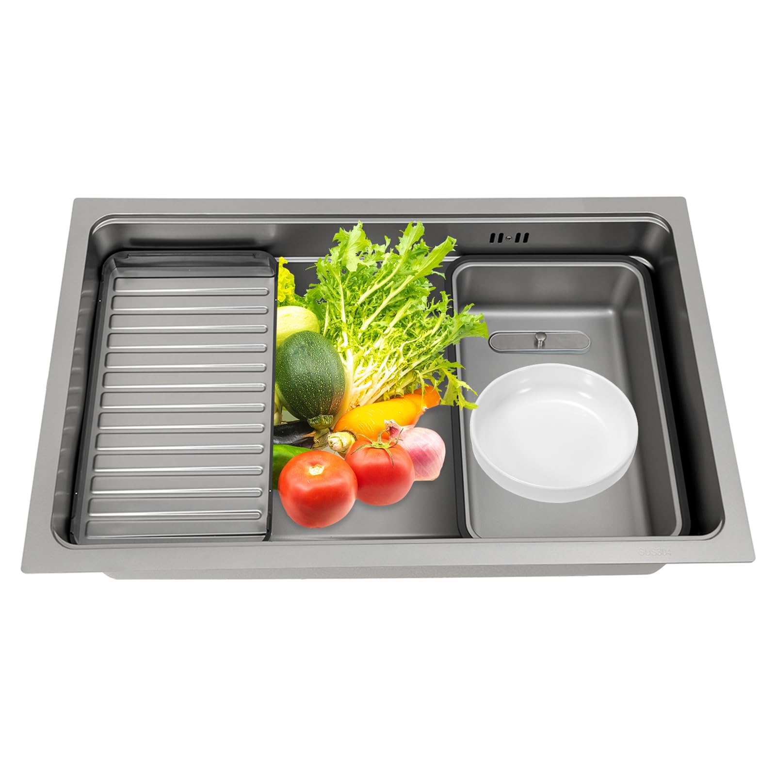 Lavabo de cuisine rectangulaire anti-rayure avec vidange