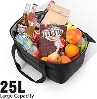 25L Kühltasche Einkaufskorb Faltbar Picknicktasche Gross Isoliert Lunchtasche Thermotasche Wasserdicht Kühltasche Isoliertasche -für Reisen/Picknick/Einkaufen – Ansicht 4