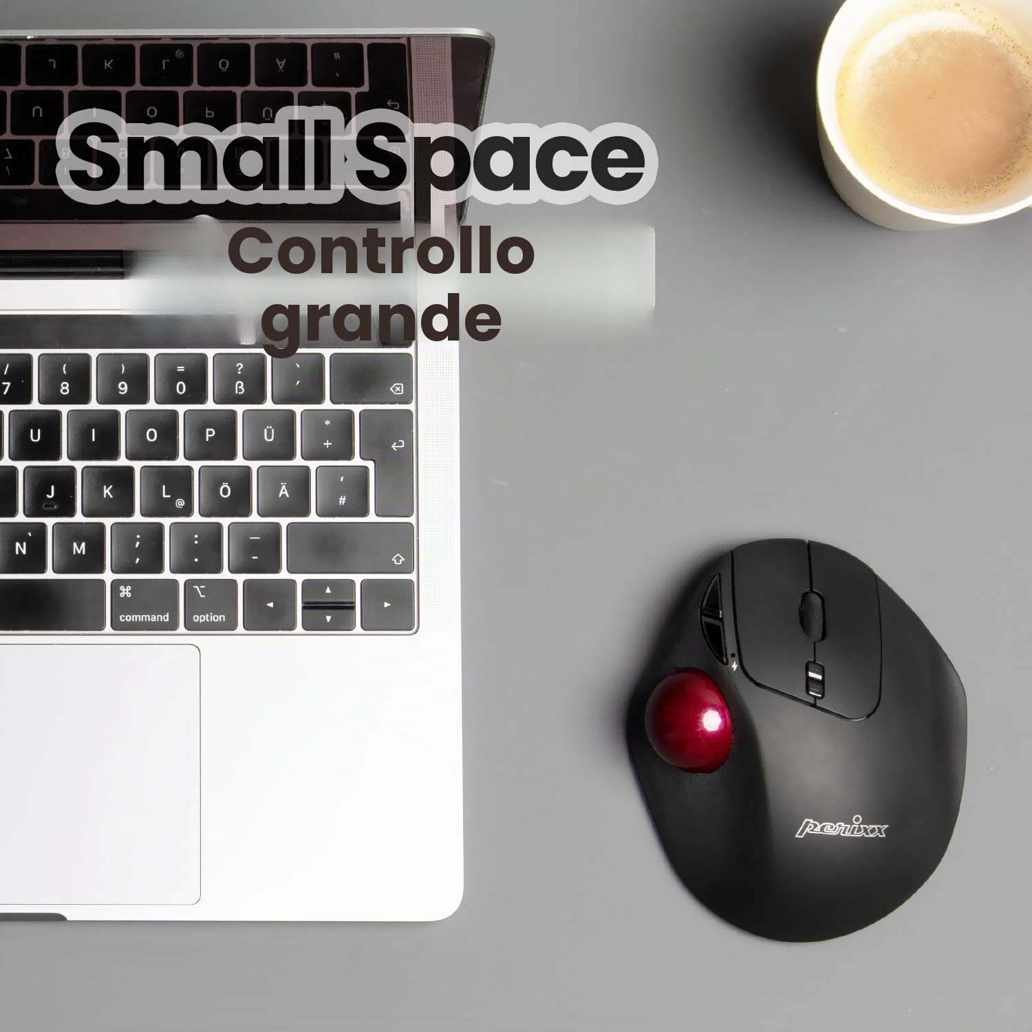 Perixx PERIPRO-304 - Trackball da 55 mm, finitura lucida, compatibile con altri mouse trackball, colore: Rosso