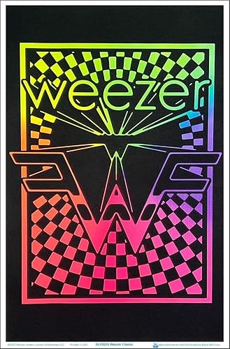 Weezer Logo  Flocado  Póster de luz negra  23 x 35 pulgadas