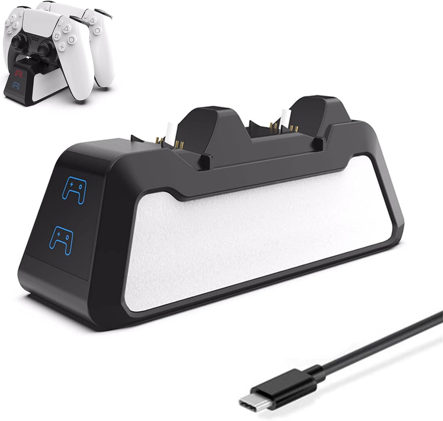 Controller Charger for PS5, Controller Charger Station Dual Dock Fast Charging Station Compatible with PS5 Controllers (Color : Black)