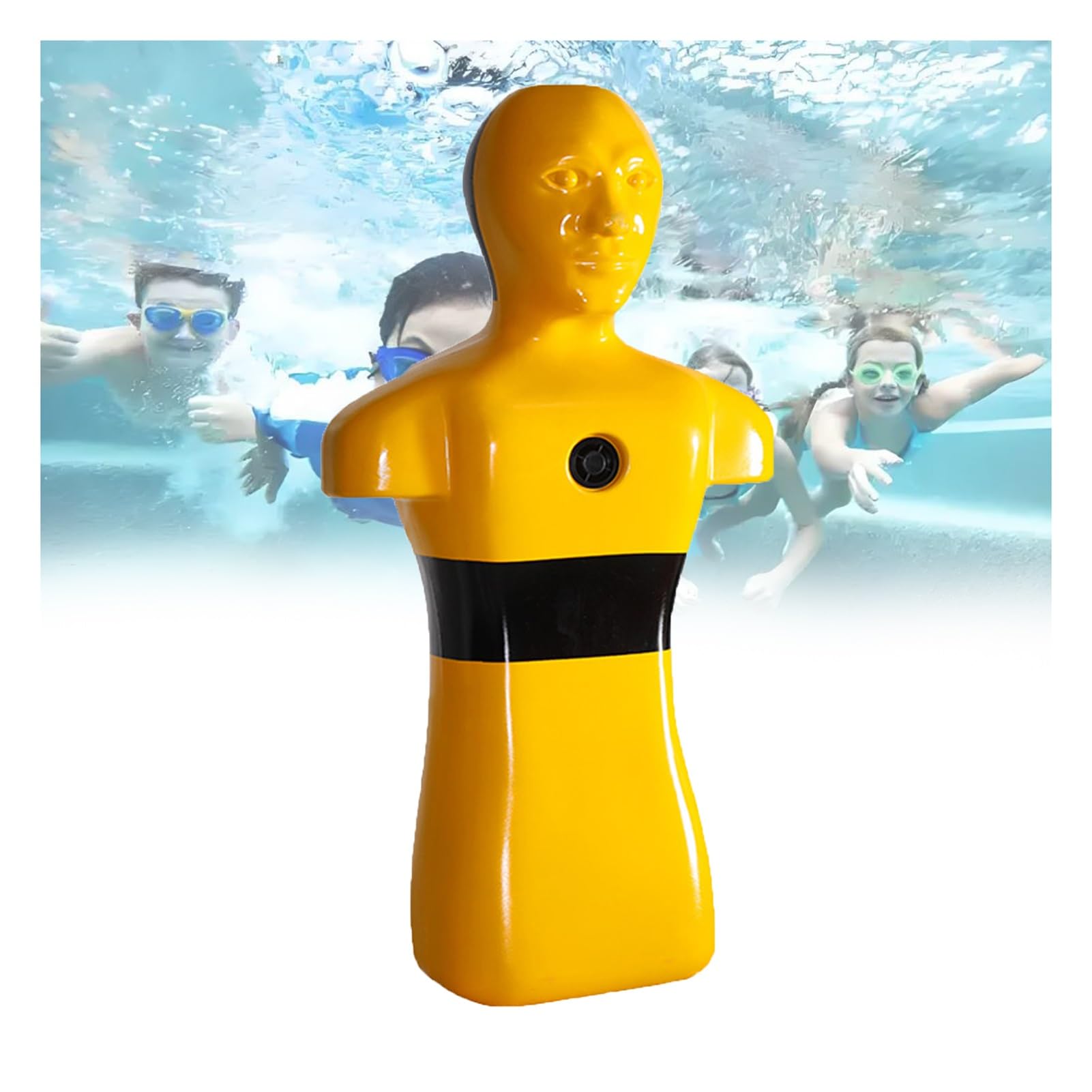 Pool Rescue Training Dummy, Drowning Prevention Teaching Tool, 39.4-inch Tall Drowning Rescue Equipment with 3 Water inlets/outlets, Suitable for Teenagers and Adults.(Yellow)