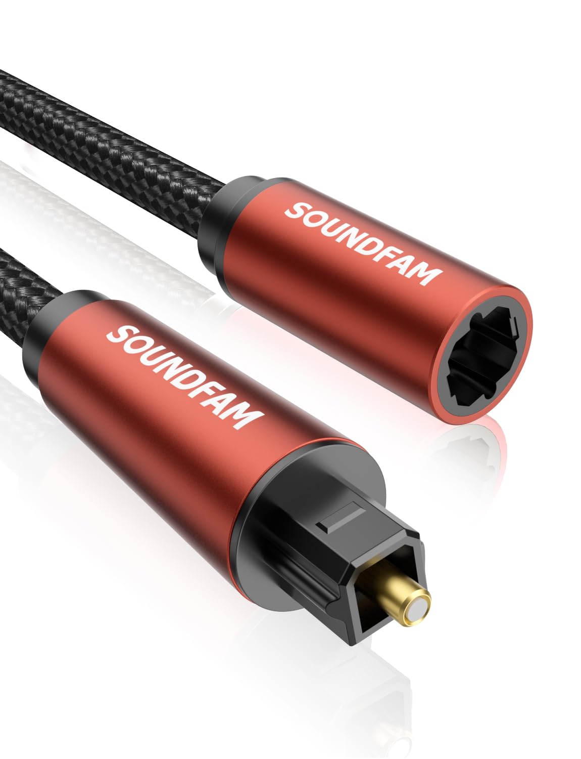 Optical Extension Cable 3 Foot, TOSLINK Male to Female Cable for Home Theater Soundbar TV - Red
