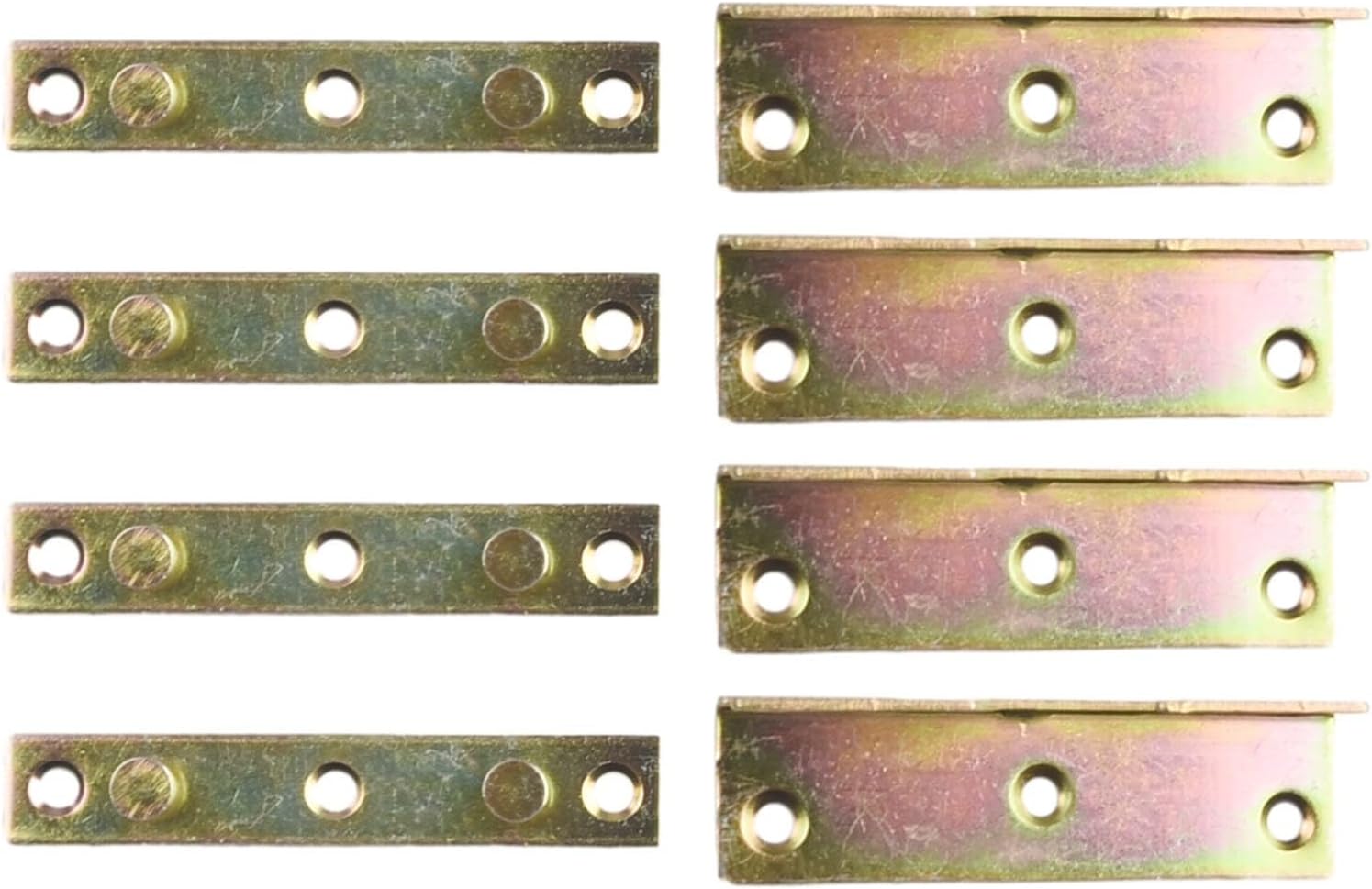 4 Sets Non-Mortise Bed Rail Brackets, Heavy Duty Cold Rolled Steel Furniture Hinge Fixing Connectors for Bed Frame Repair and Reinforcement, Brass Tone