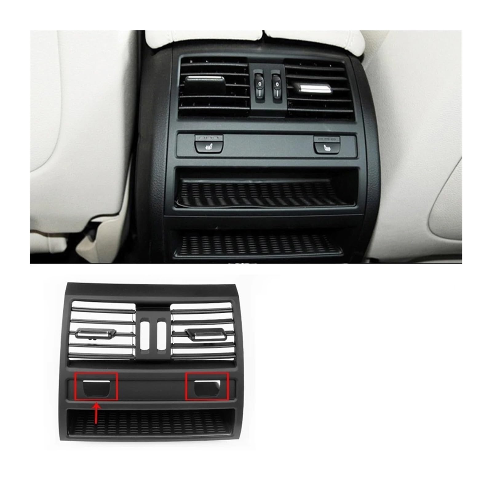 A/C Outlet Air Conditioning Vent Rear Center Console Air Vent Cover Vent Fresh Air Outlet Vents Grille For BMW F10 520D 530d F10 F18 525d 535d 5 Series(B no chrome)