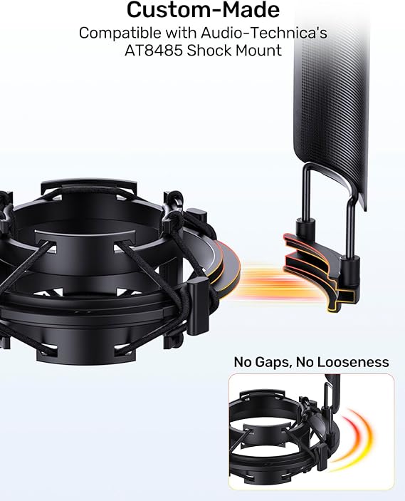Audio-Technica AT2020 Series Exclusive Pop Filter Pop,Black Pop Shield Metal Mesh Layer Microphone Windscreen Cover Condenser Studio Microphone Shield Mask, Guard for AT2020 AT2035 AT2050 AT8458