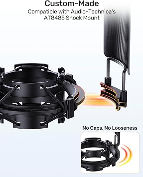 Audio-Technica AT2020 Series Exclusive Pop Filter Pop,Black Pop Shield Metal Mesh Layer Microphone Windscreen Cover Condenser Studio Microphone Shield Mask, Guard for AT2020 AT2035 AT2050 AT8458