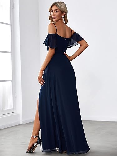 Miniatura 2 de Ever-Pretty Vestidos formales de mujer con hombros descubiertos y manga corta, divididos en línea A, vestidos de dama de honor 0237