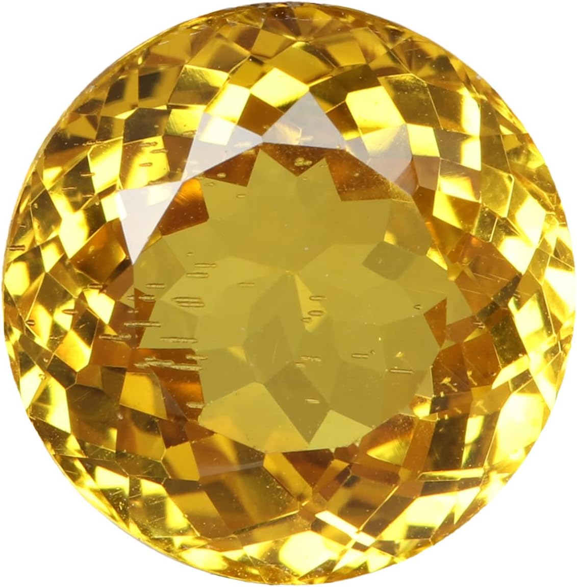 REAL-GEMS - Brazil Yellow Citrine 19. Carat Round Cut Loose Gemstone For Gift