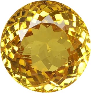 REAL-GEMS - Lab-Created Brazil Yellow Citrine 14. Carat Round Cut Gemstone For Pendant