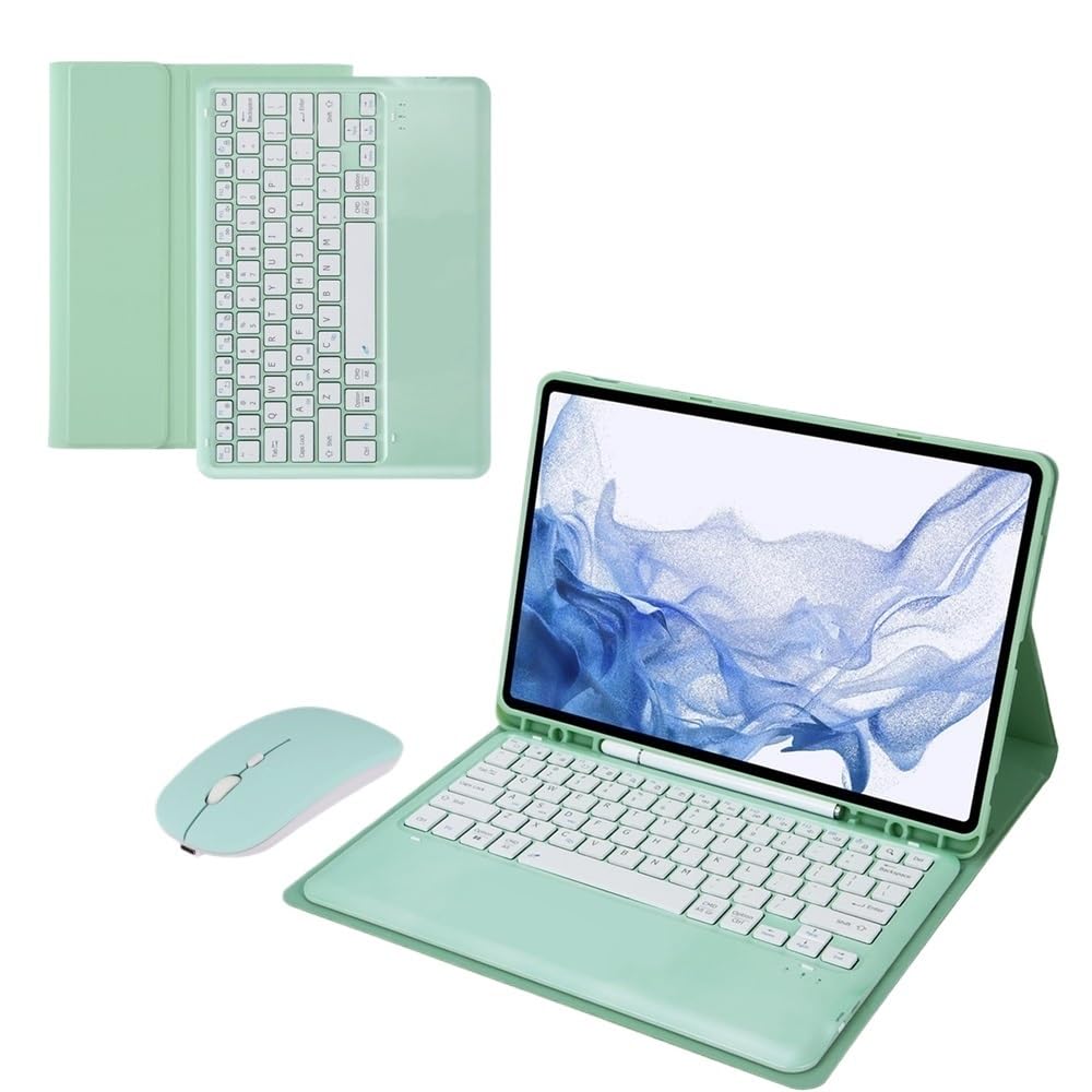 Funda de cuero con teclado magnético QWERTY para Samsung Tab S10 Plus 7