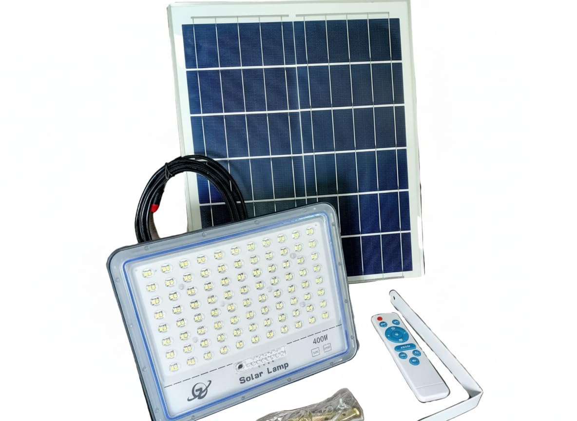 Generico FARO SOLARE 400W LED CON PANNELLO FARETTO CREPUSCOLARE TELECOMANDO IP66