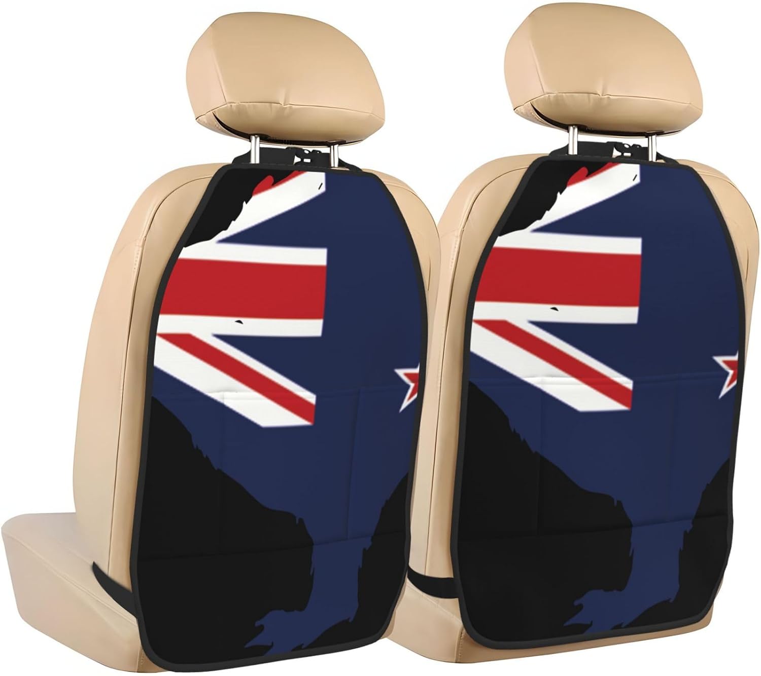 New Zealand Kiwi Bird Sign 2-Piece Set of Car Seat Kick Protectors for Front Seat Backrests