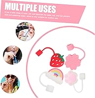 Vista 5 de EXCEART 4 puntas de popote para beber, tapas de silicona reutilizables, tapones de popote a prueba de salpicaduras