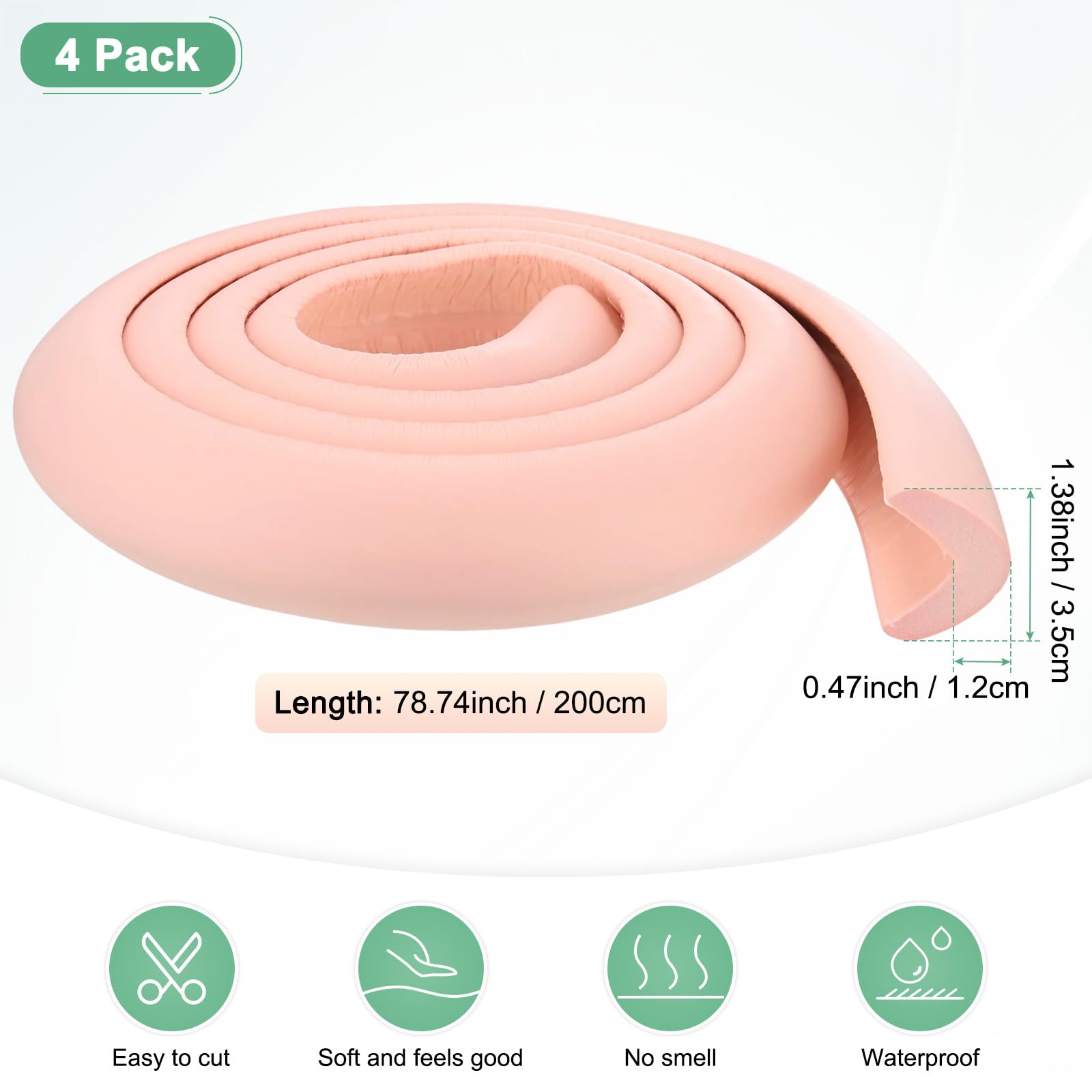 M METERXITY 4 Protectores De Esquina En Paquete De 4, 6.5 Pies/2m De Espuma De Goma NBR Suave Protector De Borde En Forma De L para Esquinas De Muebles/Chimenea/Borde De Mesa [Rosa]