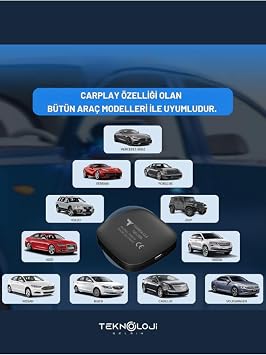 Wireless CarPlay and Android Auto Adapter, 2GB RAM 32GB ROM, Turkish Interface, Netflix and YouTube Supported