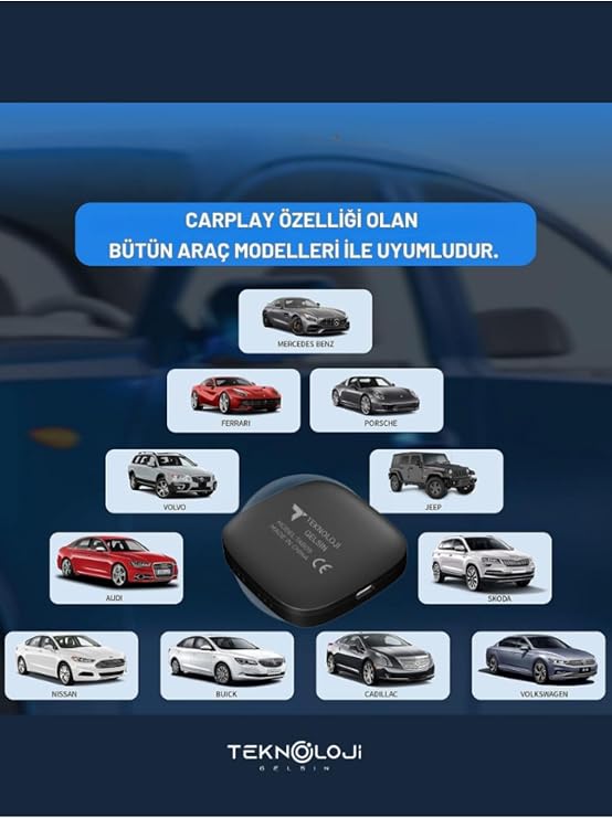 Wireless CarPlay and Android Auto Adapter, 2GB RAM 32GB ROM, Turkish Interface, Netflix and YouTube Supported