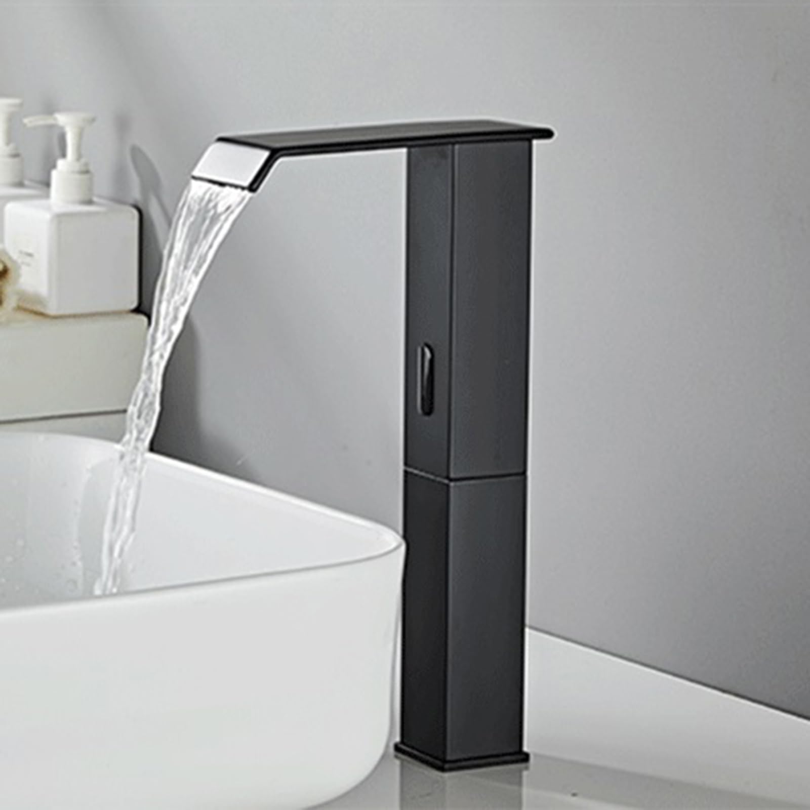 ZYCHSJXA Bathroom Touchless Faucet Sink Taps Mixers Black Tall Basin Tap Battery Brass