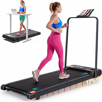 Walking Pad with Vibration Plate & 12% Incline, 3.0HP Under Desk Treadmill with Handle Bar, 350 LB Capacity, Foldable Walking Pad with Remote & LED Display for Home Office