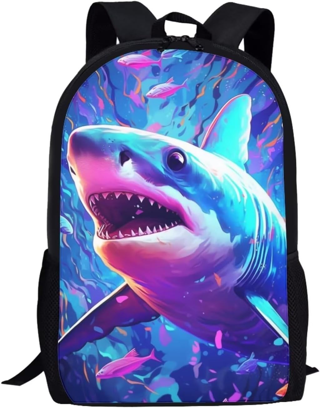 Fantastic Owl Backpack for Boys Girls Novelty Cute Graphic Animal Print School Backpack 17 Inch Student Lightweight Comfy Black Kids Bookbag with Side Mesh Pocket