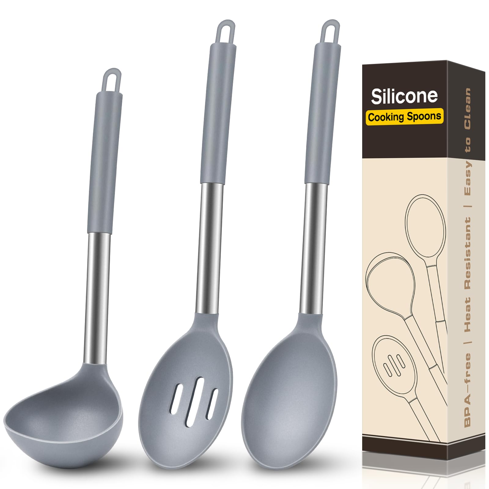 Hoosook Silicone Cooking Spoon Set - 3 Piece -9