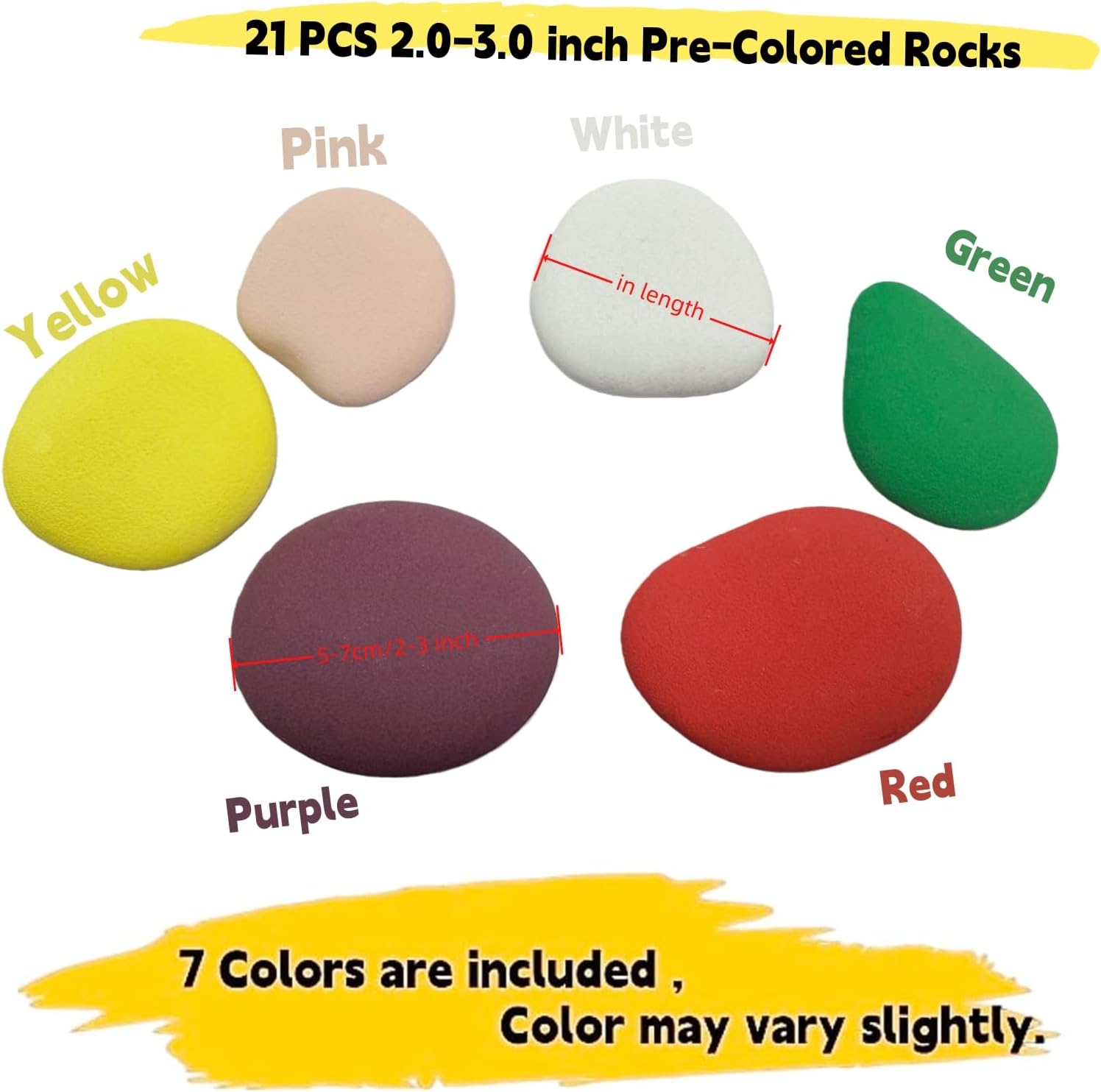 Lifetop 21PCS Painting Rocks,2"-3" Pre-Colored Smooth & Flat Rocks for Kindness Rocks,DIY Crafts,Holiday Decor, Classroom Art Supplies, Garden Landscaping, Planters, Vase Fillers