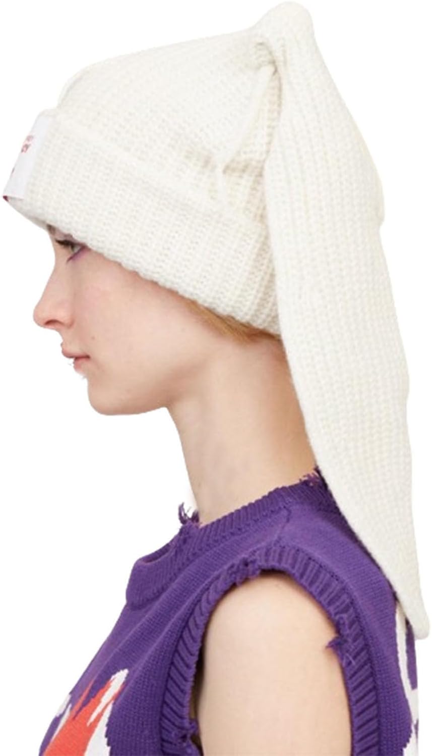 Knitted Beanie Hat Cute Rabbit Long Ears Fun Caps Fluffy Winter Warm Knitted Rabbit Hats Outdoor Slotty Cap