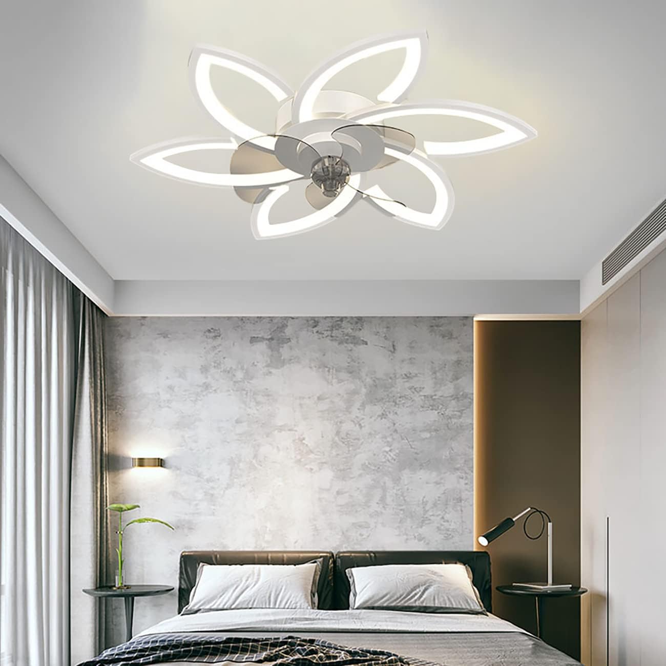 Fans with Ceililights Silent Reversible Big Fan with Remote Control and Ceililights with Timer for Bedroom Liviroom Diniroom Fan Lighting/White/a