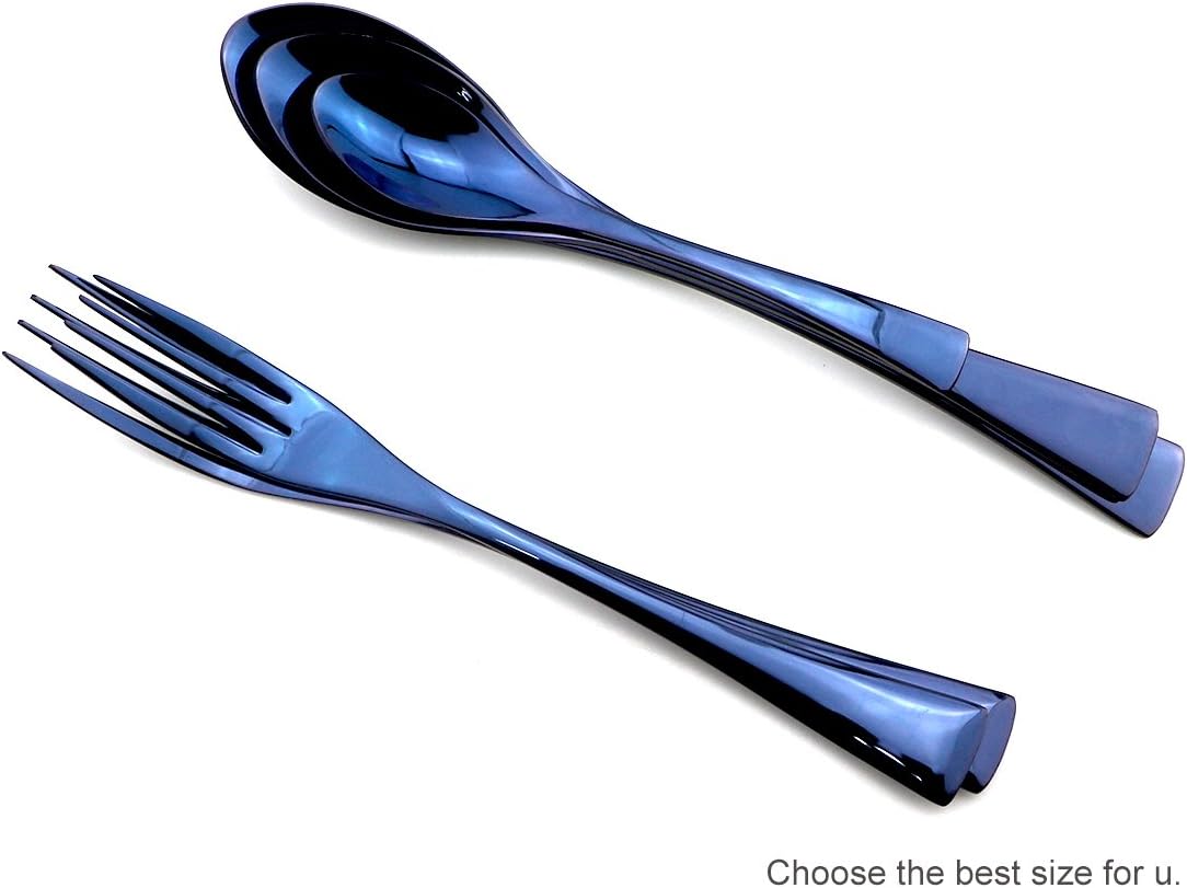JASHII Luxury Jubilee Blue Flatware Set 20-Piece Iridescent Silverware Sets Replace Black Mirror Polished, 18/10 Stainless Steel Utensils For 4,Dinner Knife STEAK Knife Fork DINNER DESSERT Spoon