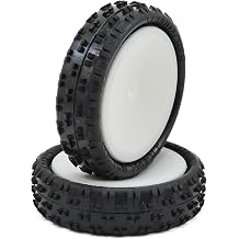 Schumacher "Stagger Rib" Pre-mounted 2.2" 2WD Front Tires White 2 Yellow