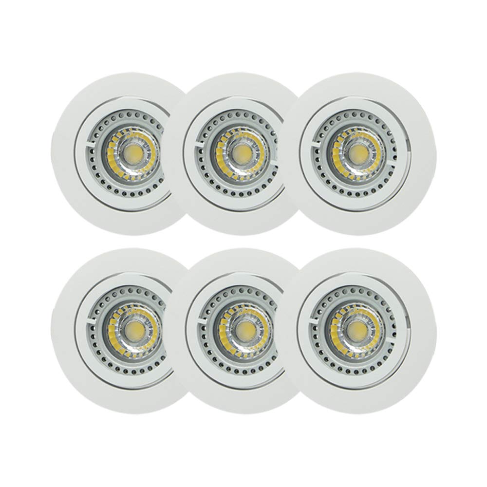 LED Einbaustrahler Samila rund 6er Set, Weiß matt | 230V GU10, Aluminium, 3000K Warmweiß, schwenkbar, CRI80+