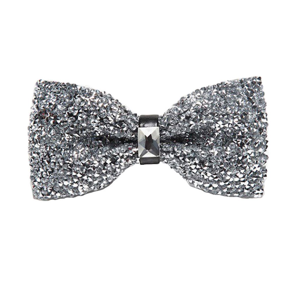 szzqdzsw Men Luxury Sparkling Bowties Noble Shiny Crystal Rhinestone Bow Ties (Silver)