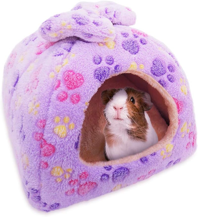 HOMEYA Small Animal Pet Bed, Sleeping House Habitat Nest for Guinea Pig Hamster Hedgehog Rat Chinchilla Hideout Bedding Snuggle Sack Cuddle Cup Cage Accessories with Removable Washable Mat(Blue)