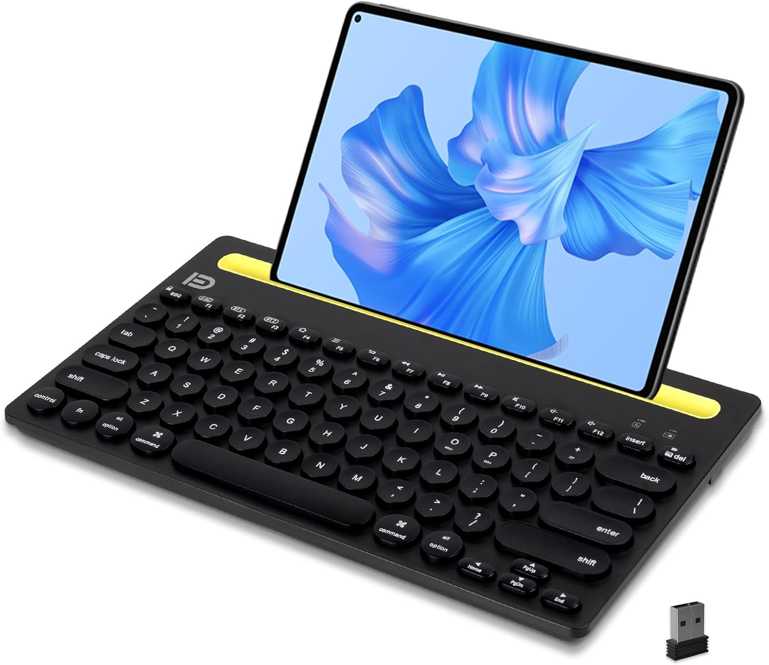NOT TESTED XuanGui Wireless Keyboard for IPad and Tablet with Holder,2.4GHz/BT5/BT3,Soft Touch Silent Design, 79-Keys Slim Portable,Bluetooth Connection IPad Pro Air Mini 11/13/15 Into a Laptop (Black)