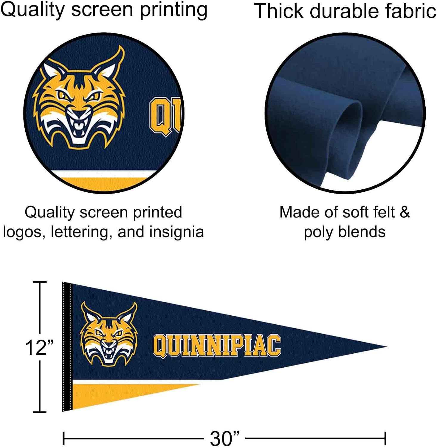 College Flags & Banners Co. Quinnipiac University Bobcats Pennant Flag