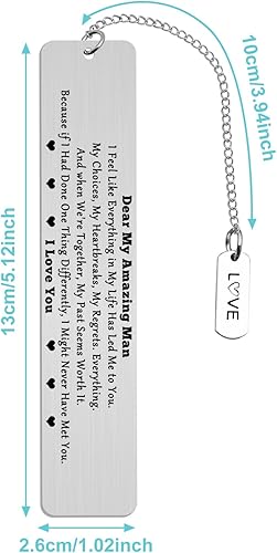 Miniatura 6 de My Man Gift for Him I Love You - Marcapáginas de regalos para novio, marido, prometido, novio, aniversario, boda, Navidad, cumpleaños, día del