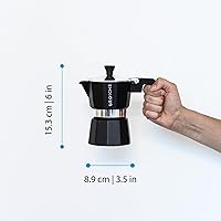 Vista 6 de GROSCHE Milano - Cafetera Moka para estufa, olla de expreso para 3 tazas de café, 5 oz, color negro - Cafetera cubana para estufa, cafetera Moka