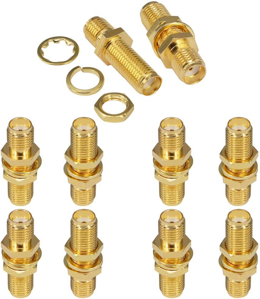 Boobrie SMA Socket Connector SMA Female Bulkhead Connector SMA Panel Chassis Mount Connector SMA Female to Female Barrel Adapter Antenna Jack Adapter for Wireless LAN Device Coax Cable,etc Pack of 10