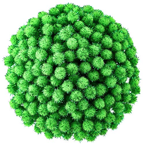 Hestya 500 Pieces 0.5 Inch Sparkly Christmas Pompoms Dazzling Fluffy Pom Poms Balls Small Glitter Felt Pompoms for Craft DIY Home Decorations Hobby Supplies(Light Green)
