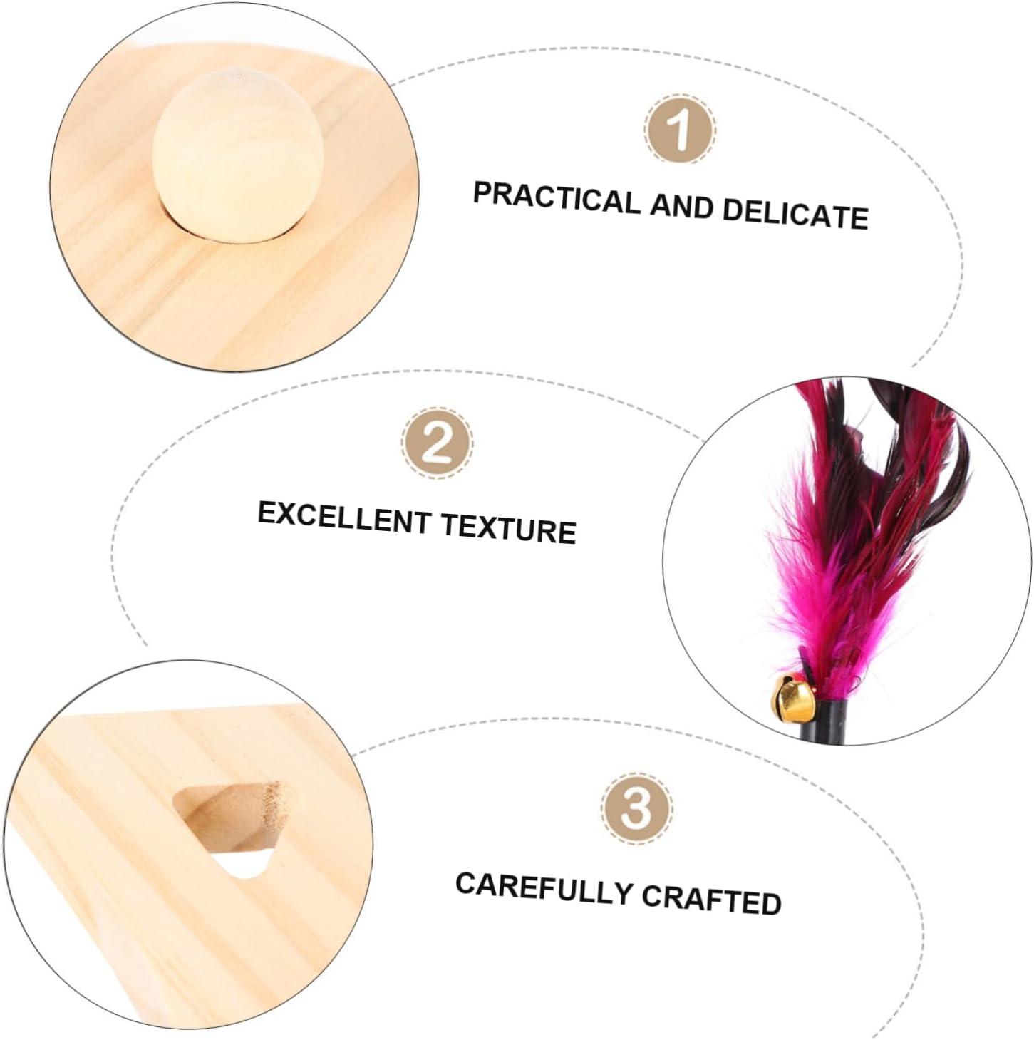 3-Layer Wooden Cat Toy with Track Ball Interactive PET Turntable for Kittens Engaging Scratching and Rolling Play Center