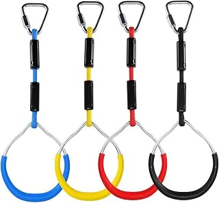 Augustusws Colorful Ninja Line Gymnastic Rings & Swing Bar Rings, Kids Outdoor Backyard Playset Playground Equipment Accessories, Monkey Rings, Obstacle Rings, Climbing Rings(4 PCS)