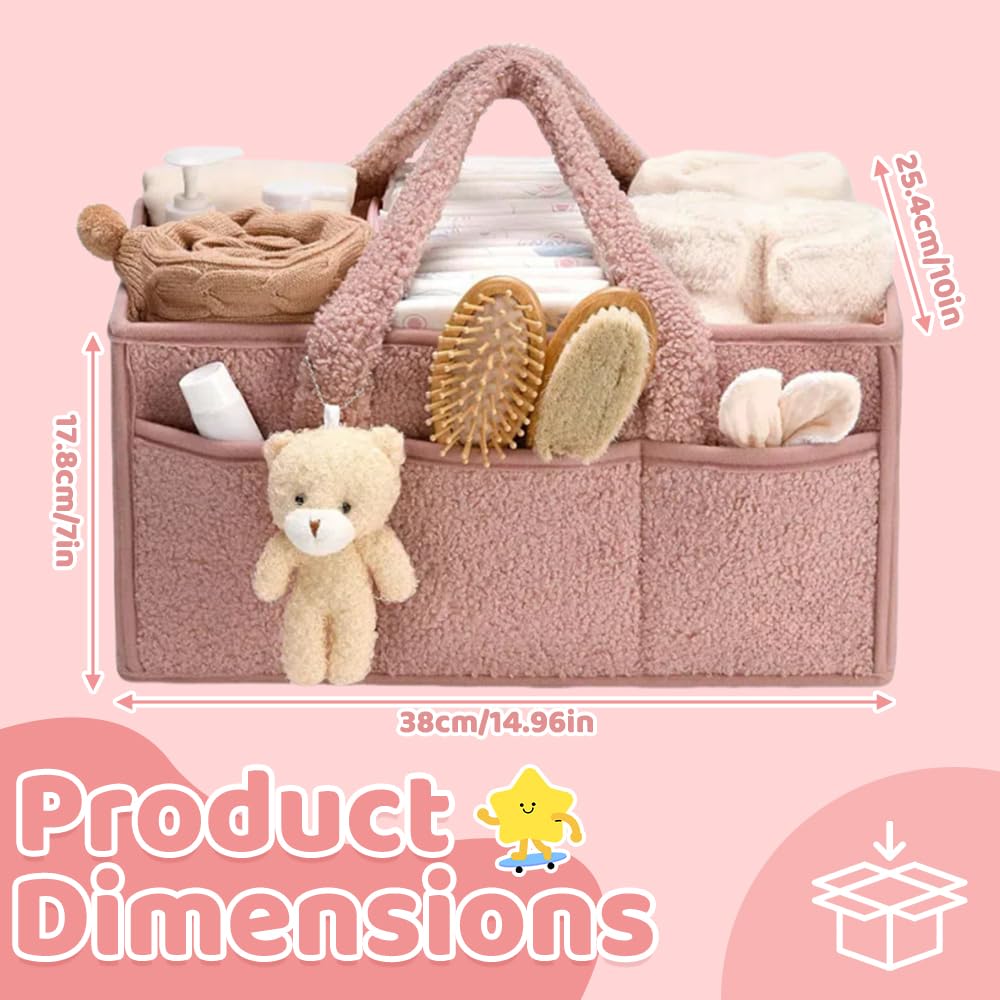 Weciau Nappy Caddy Organiser, Newborn Essentials Diaper Caddy - Image 2