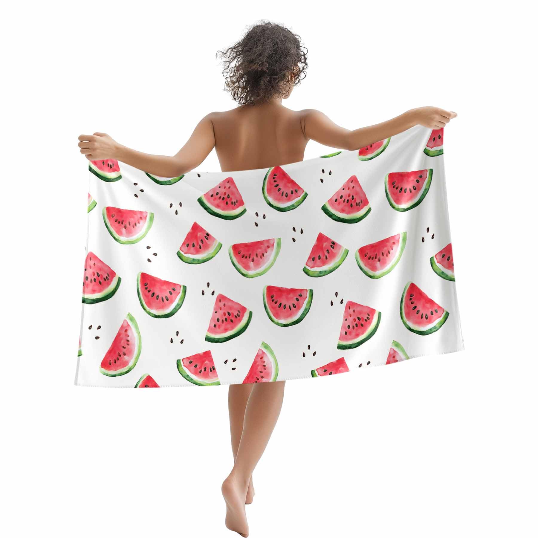 Joyinmory Beach Towel Watermelon Bath Pool Towels Summer Fruit Soft Absorbent Beach Towels Large Quick Dry Lightweight Camping Travel Yoga Gym Swim