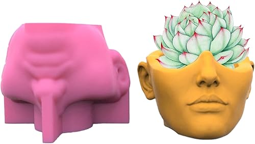 Molde de silicona para maceta de cara humana, maceta suculenta, moldes de yeso de cemento de arcilla, moldes de yeso para bricolaje, hogar, jardín,