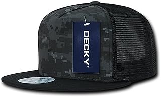 DECKY 5 Panel Flat Bill Trucker Hats, Night/Black