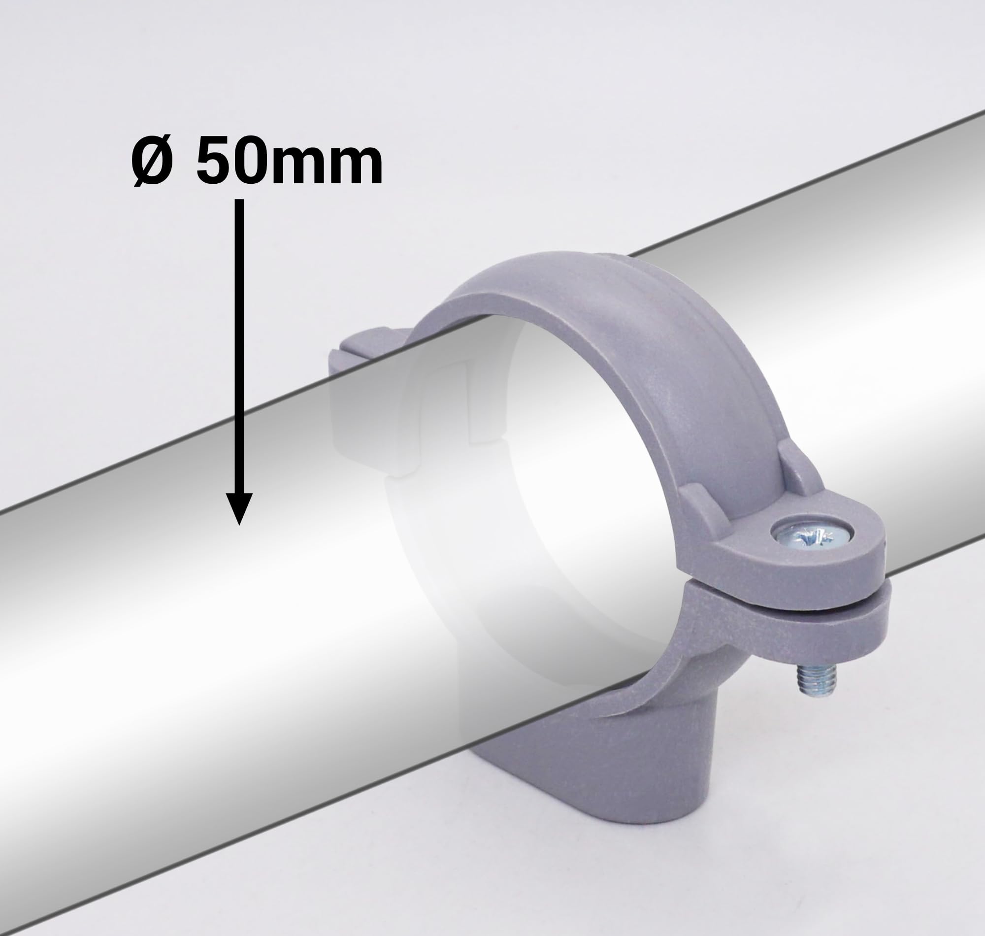 SKIR'CO (20 pezzi) Fascette in plastica grigie per tubi da 50 mm, supporto in plastica per tubi, supporti per tubi, fascette per tubi