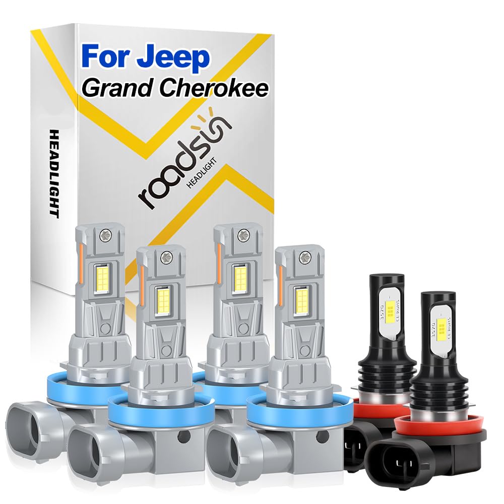 Bombillas LED Para Faros, 120W, 6000K Blanca, H11 Luz de carretera y luz de cruce, H11 Luz Antiniebla, Luces LED anti-deslumbramiento, tubo de cobre único, For Jeep Grand Cherokee 2019 2020 2021