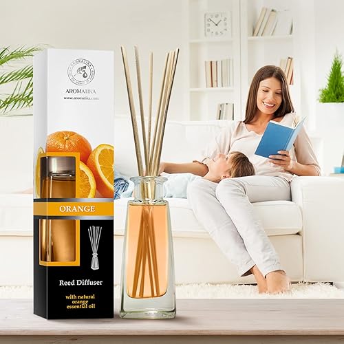 Miniatura 6 de Difusor de naranja con aceite de naranja, 3.4 onzas líquidas, Fresh Room, fragancia de larga duración, difusor de varillas perfumado naranja, juego