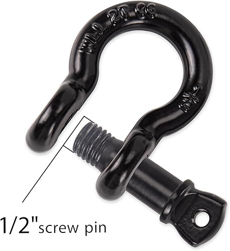 Miniatura 5 de Grillete de anillo en D de 12 pulgada, grilletes de arco forjados resistentes, límite de carga de trabajo de 2 toneladas (4409 libras), para uso